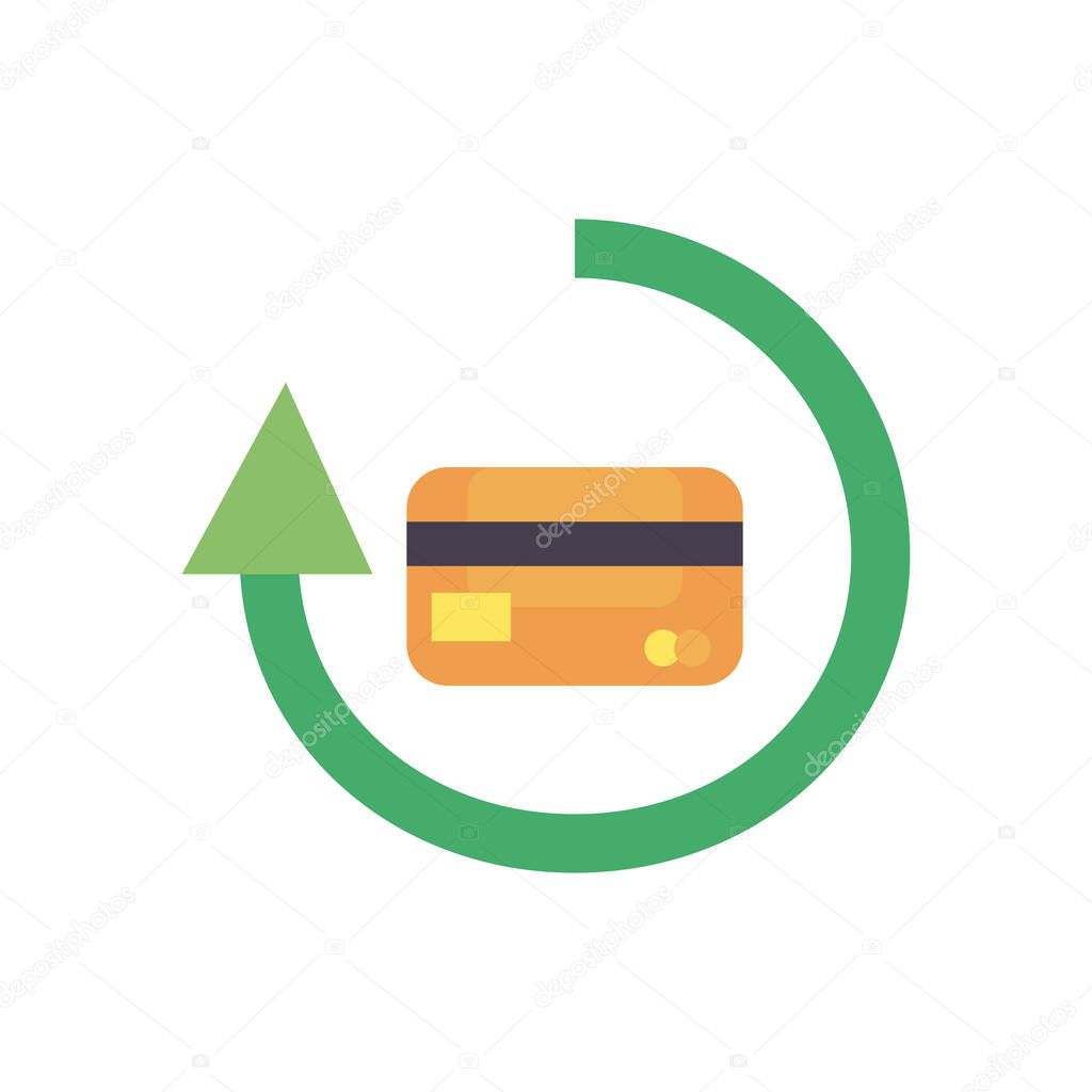 credit card inside arrow flat style icon vector design