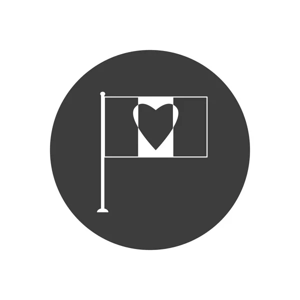 Happy Bastille Day concept, franse vlag met hart icoon, blok silhouet stijl — Stockvector