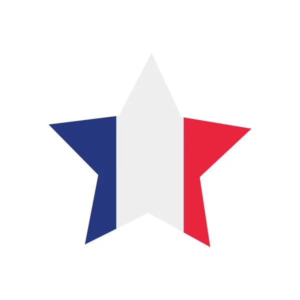 Happy bastille day concept, bandiera francese a forma di stella, stile piatto — Vettoriale Stock