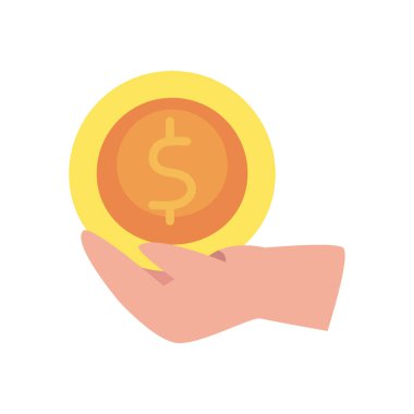 El düz simge vektör tasarımı üzerinde para