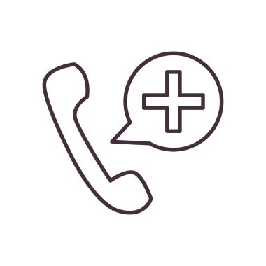 Telefon ve artı sembol balon çizgisi biçim vektör tasarımı içinde