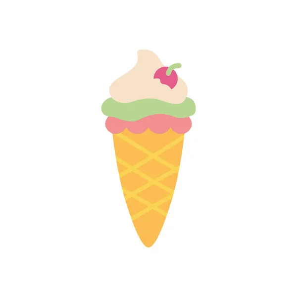 Ice cream cone icon, flat style — Stock Vector