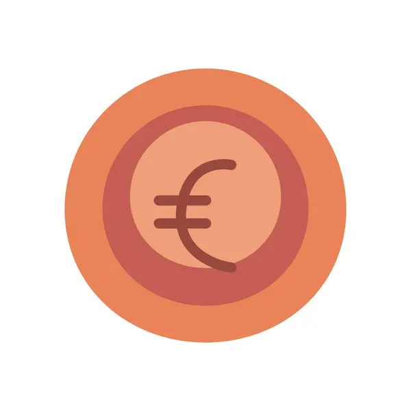 Euro pièce plat style icône vectoriel design — Image vectorielle