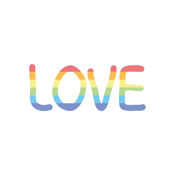 Conceito de orgulho, amor lettering design com cores lgbt, estilo plano — Vetor de Stock