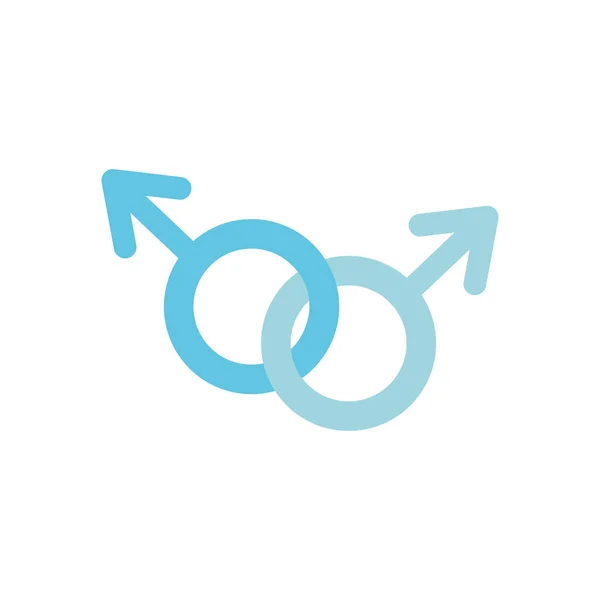 Concepto de orgullo, símbolos de género masculino unidos, estilo plano — Vector de stock