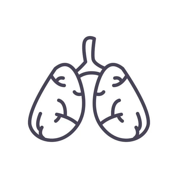 Pulmones órgano línea estilo icono vector diseño — Vector de stock