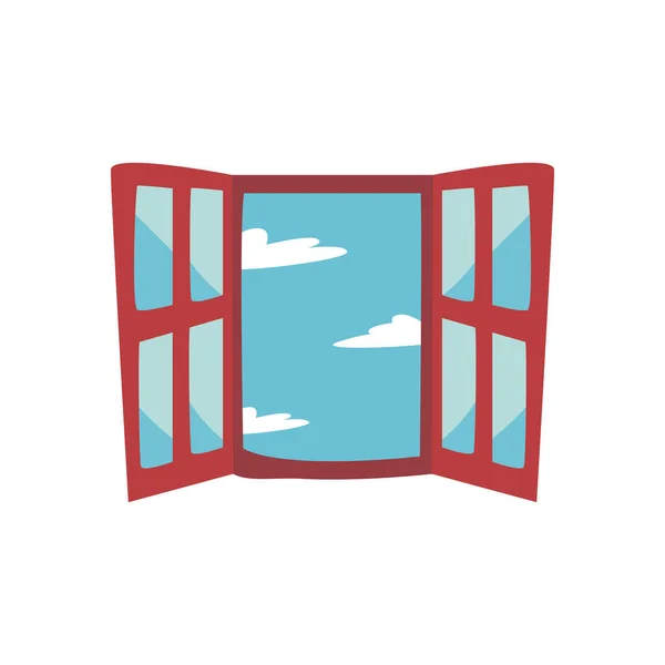 Isoliertes Fenster mit Wolken flachen Stil Icon-Vektor-Design — Stockvektor