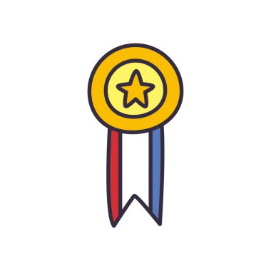 Yıldız ve kurdele doldurma biçimi vektör tasarımı madalyası