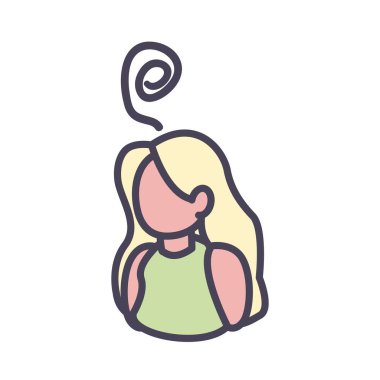 Baş ağrısı biçimi ikon vektör tasarımlı kadın avatarı