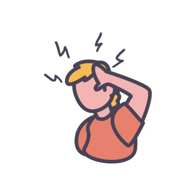 Baş ağrısı biçimi ikon vektör tasarımlı insan avatarı