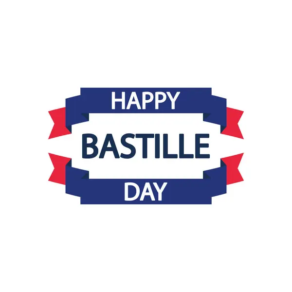 Happy Bastille day design with decorative ribbons, flat style — Stock Vector