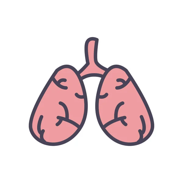 Design vettoriale icona stile riempimento organo polmoni — Vettoriale Stock