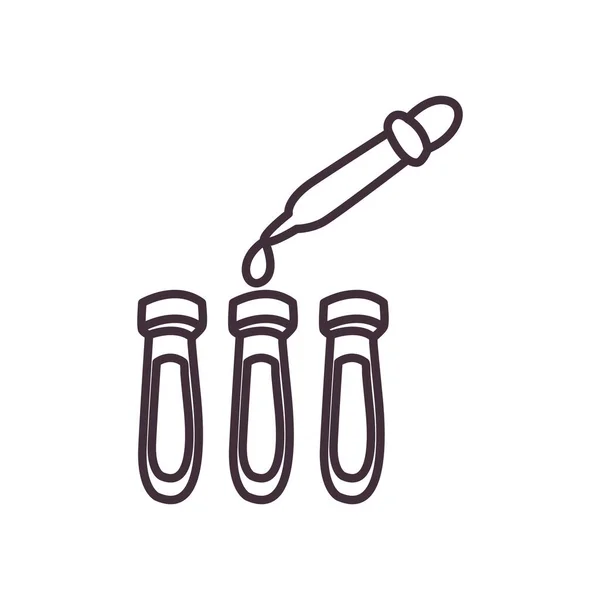 Tubos de sangre médica y gotero línea estilo icono vector diseño — Archivo Imágenes Vectoriales