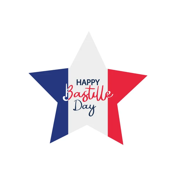 Bastille day concept, Star with french flag design, flat style — Stock Vector