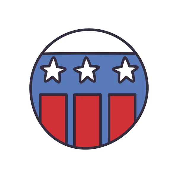 Cercle américain avec étoiles style de remplissage icône design vectoriel — Image vectorielle