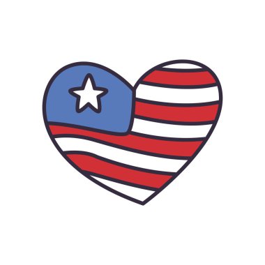 Usa bayrağı kalp doldurma biçimi vektör tasarımı