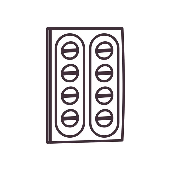 Píldoras médicas línea estilo icono vector de diseño — Archivo Imágenes Vectoriales