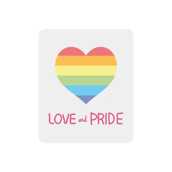 Panneau d'affichage amour et fierté avec icône de coeur de fierté, style plat — Image vectorielle