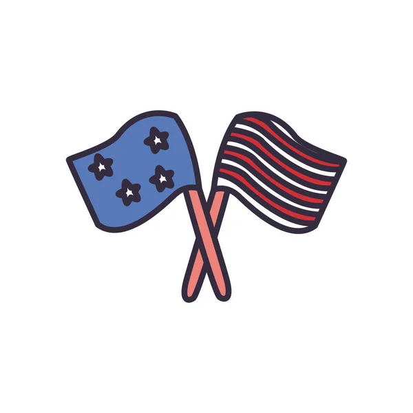 Usa-Flaggen füllen Stil-Icon-Vektor-Design — Stockvektor