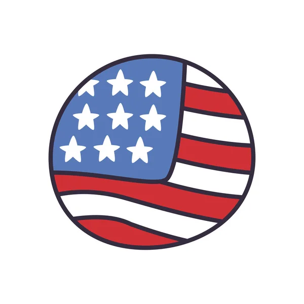 Usa flag circle fill style icon vector design — 스톡 벡터