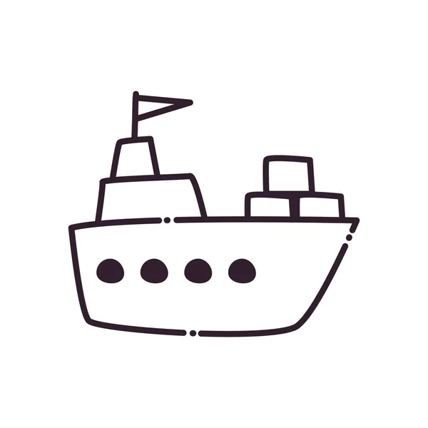 Containers over schip lijn stijl pictogram vector ontwerp — Stockvector