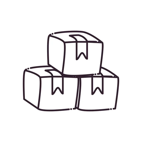 Design vettoriale icona stile linea scatole — Vettoriale Stock