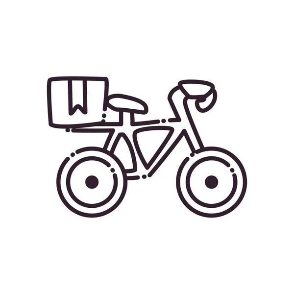 Caja sobre la línea de bicicleta icono de estilo diseño de vectores — Vector de stock