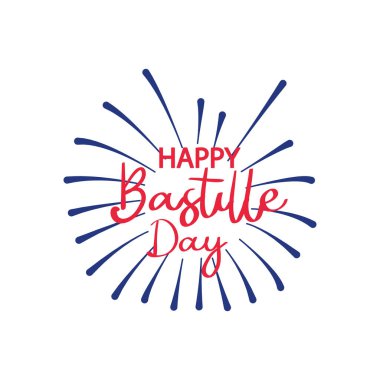 Mutlu Bastille günleri ve havai fişek dekorasyonu, düz stil
