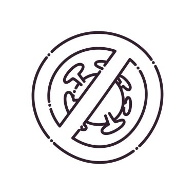 Covid 19 virüsü ve yasaklı sembol çizgisi biçim vektör tasarımı