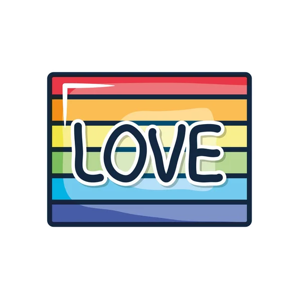 Drapeau de fierté avec conception de lettrage d'amour, style de couleur de ligne — Image vectorielle