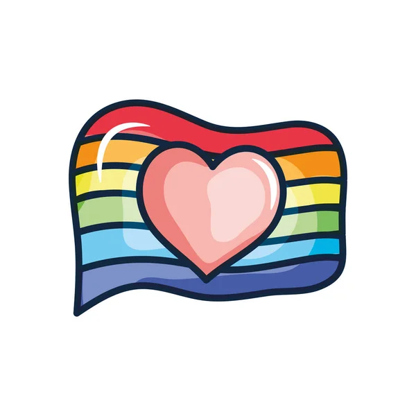 Concept de fierté, drapeau lgbt avec icône de coeur, style de couleur de ligne — Image vectorielle