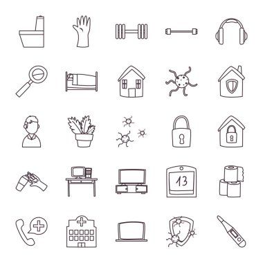 Covid 19 çeyrek asgari çizgi biçim vektör dizaynı