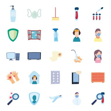 Covid 19 Quentine düz biçim vektör dizaynı