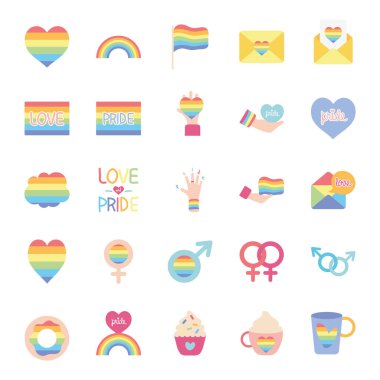 kupa ve gurur simgesi seti, düz stil