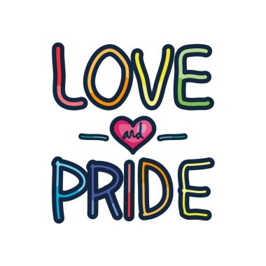 Aşk ve gurur harfleri ve renkli tasarım, çizgi renk biçimi