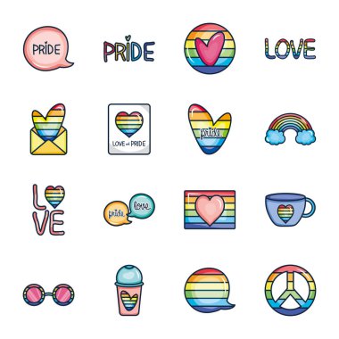 zarf ve gurur simgesi seti, satır renk biçimi