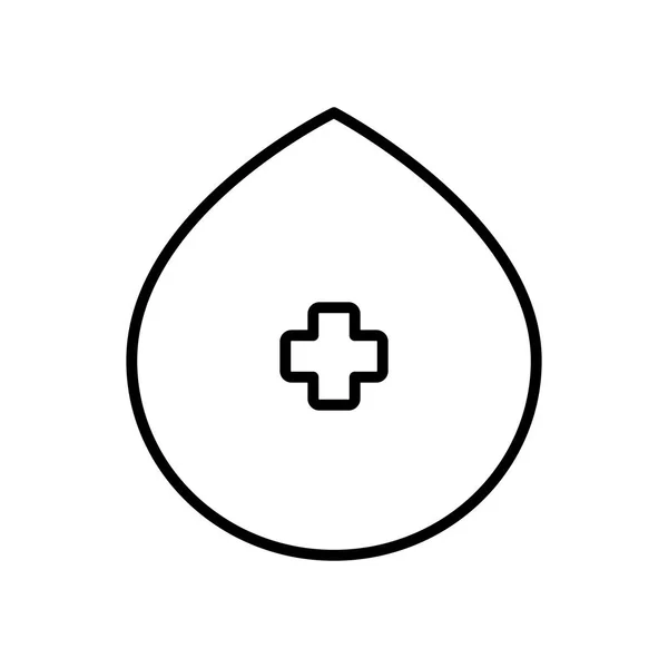 Bloddroppe med medicinsk kors ikon, linje stil — Stock vektor