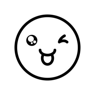 Göz Kırpan Yüz ile mutlu emoji, satır biçimi