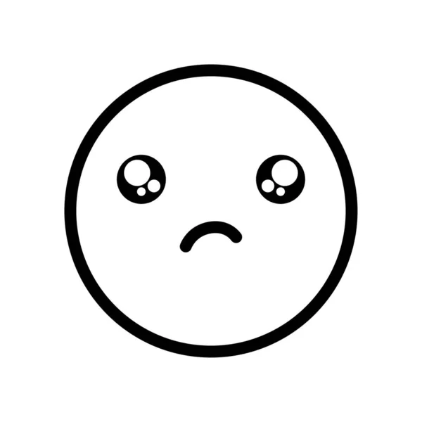 Emoji dengan ikon wajah kecewa, gaya baris - Stok Vektor