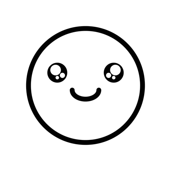 Ícone emoji feliz bonito, estilo de linha — Vetor de Stock
