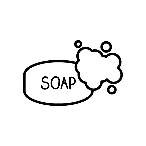 Soap bar and foam, line style — Stock Vector