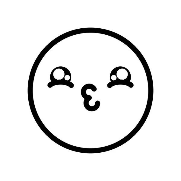 Líbání emoji tvář ikona, styl čáry — Stockový vektor