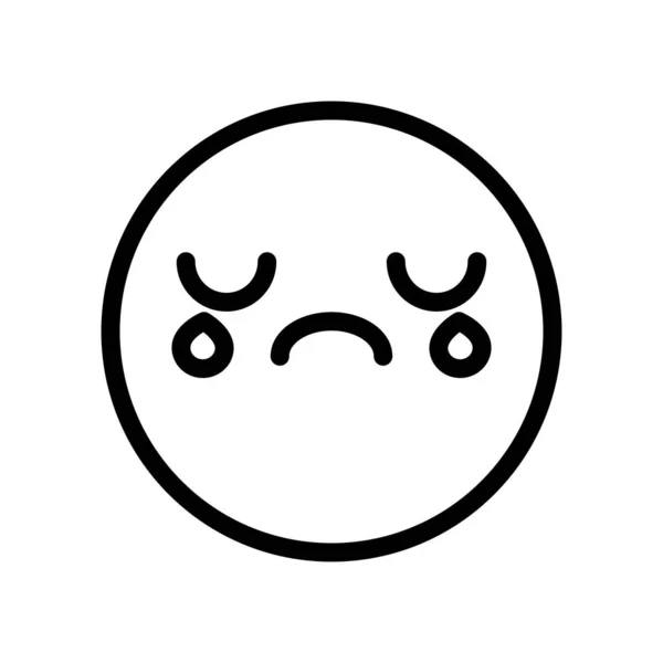 Triste emoticon piangendo, stile linea — Vettoriale Stock