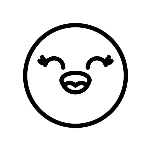 Emoji mit Lachen, Linienstil — Stockvektor