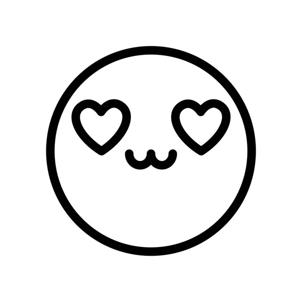 In love emoji face icon, line style — Stock Vector