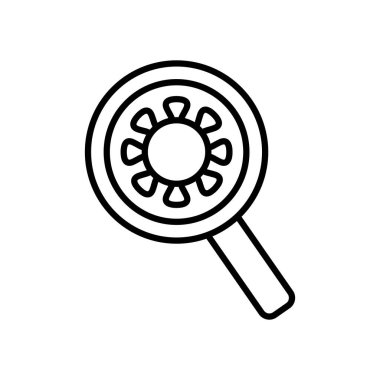 Virüs ikonlu büyüteç, çizgi biçimi