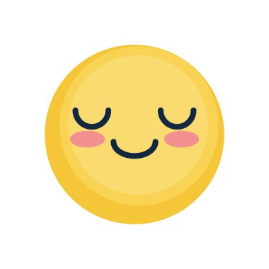 Kapalı gözlü ve mutlu gülüşlü, düz stili olan emoji