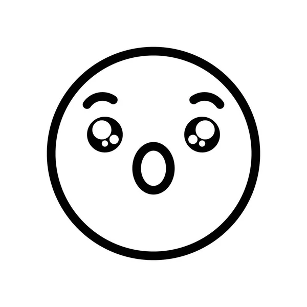 Emoji mit überraschtem Gesicht, Linienstil — Stockvektor