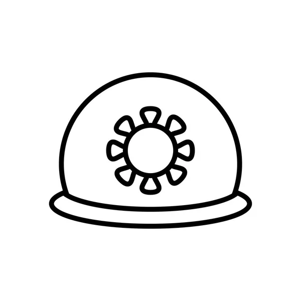 Casquette avec icône de symbole de coronavirus, style ligne — Image vectorielle
