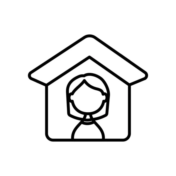 Дом и аватар женщина икона, стиль линии — стоковый вектор